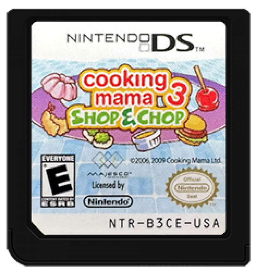 Cooking Mama 3: Shop & Chop cartridge for Nintendo DS (DS) cooking simulation mini-game video game