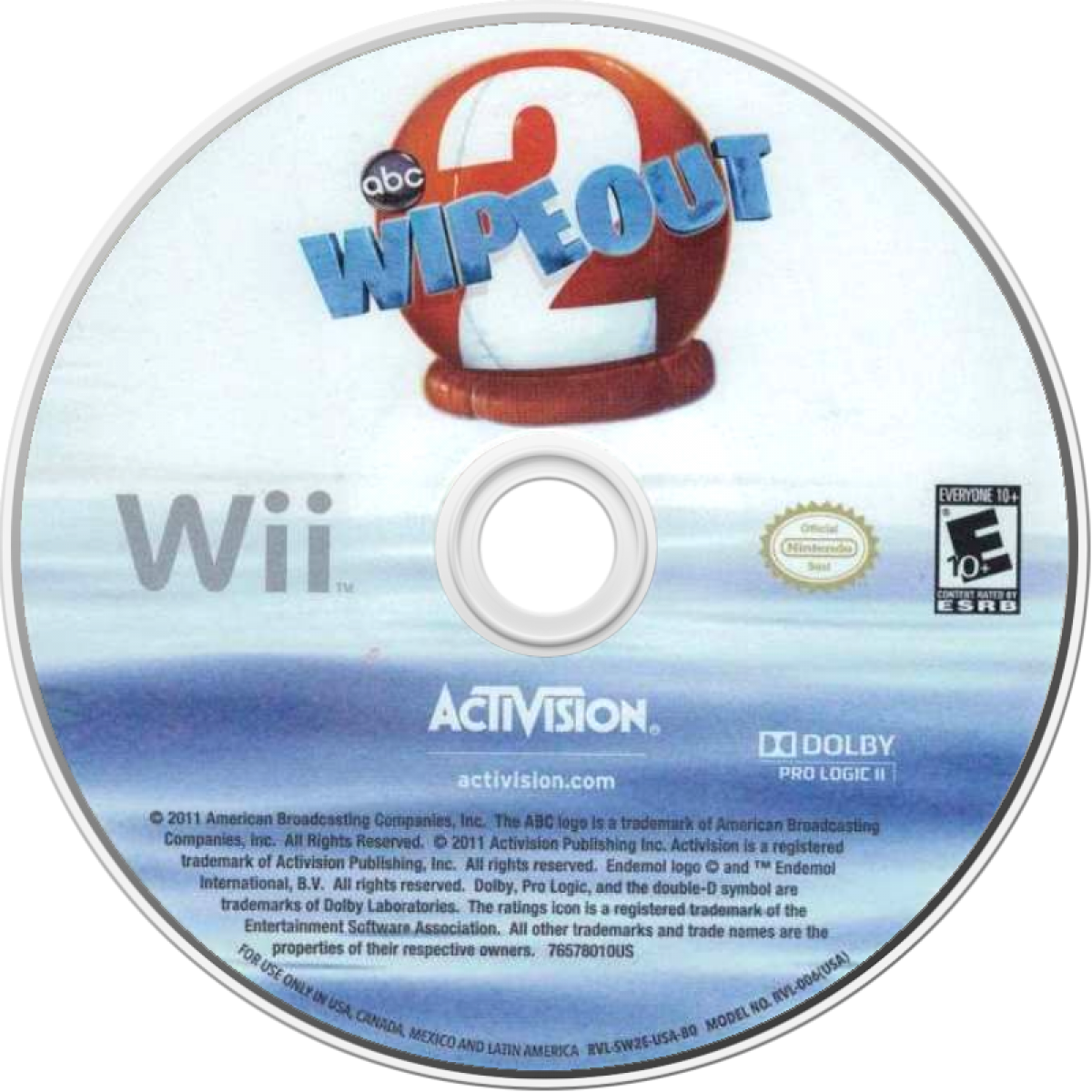 Wipeout 2 Nintendo Wii video game, obstacle course party action, physical challenge gameplay, motion-controlled console title disc