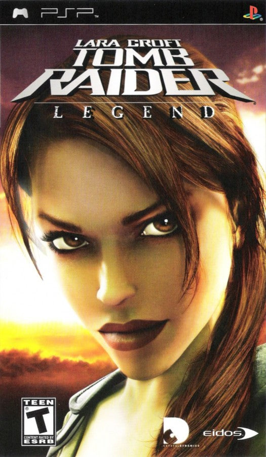 Tomb Raider Legend PlayStation Portable PSP for action adventure video game fans featuring Lara Croft exploration platforming gameplay ancient ruins puzzle solving acrobatic movement treasure hunting combat missions cinematic storytelling collectible gaming appeal front cover art