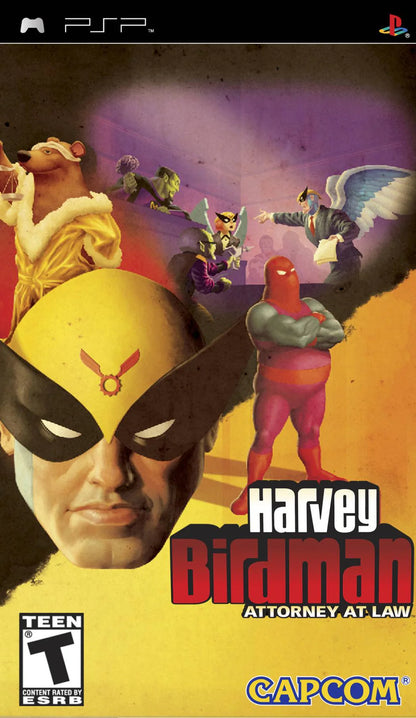 Harvey Birdman: Attorney at Law cover art for PlayStation Portable (PSP) adventure visual novel video game