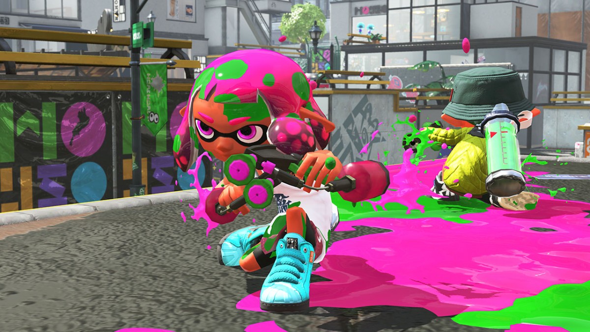 Splatoon 2 Starter Pack Nintendo Switch game featuring colorful ink-shooter action and bonus starter content gameplay cinematic screenshot