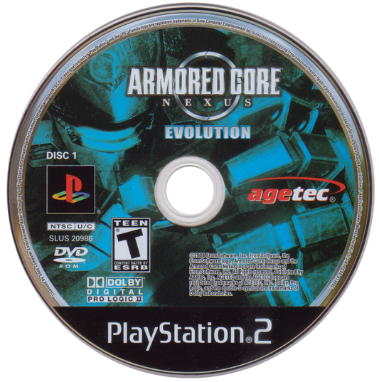 Retro Armored Core Nexus PS2 inspired design featuring futuristic mech combat aesthetic vintage PlayStation 2 customizable armored robots tactical warfare industrial sci fi environments high speed mechanized battles nostalgic FromSoftware action gameplay disc 1
