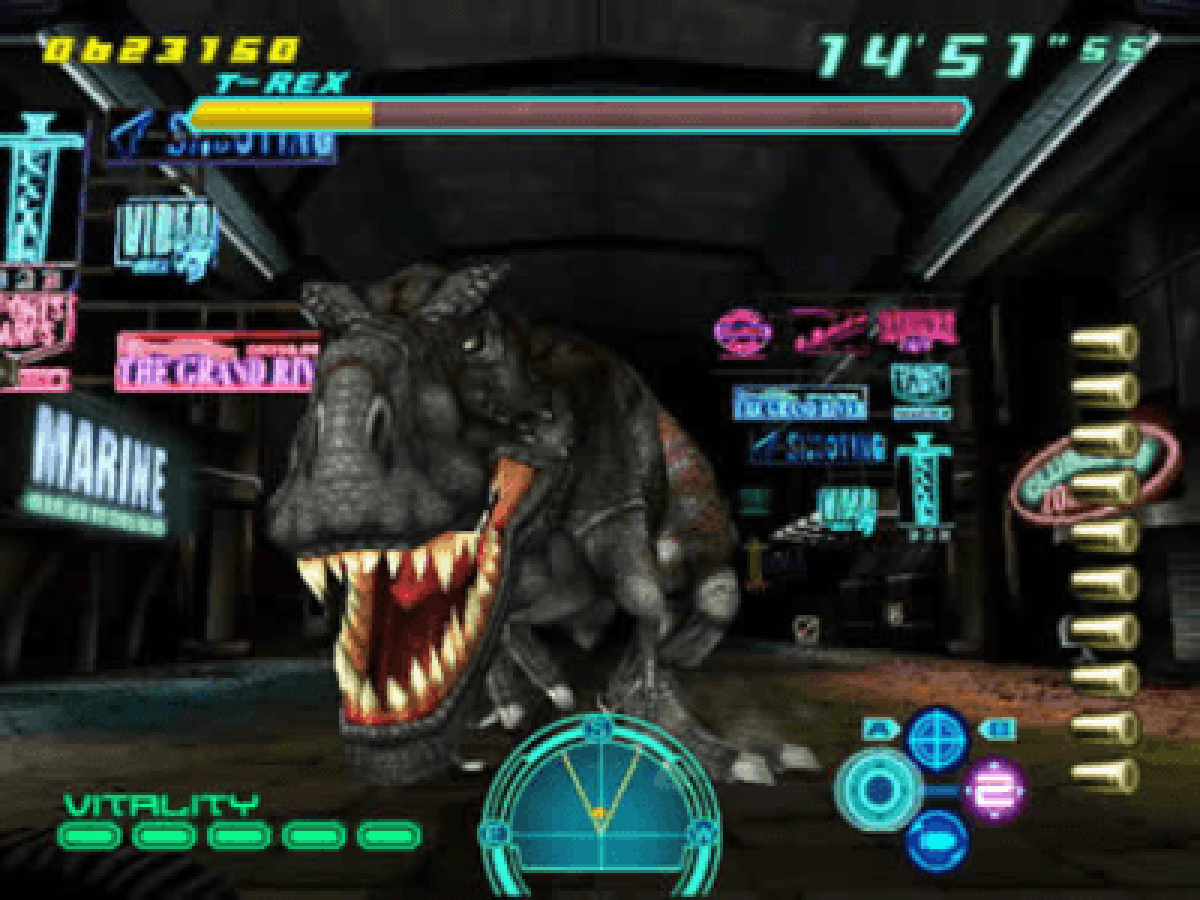 Dino Stalker PlayStation 2 PS2 retro video game light gun shooter gameplay (2002)