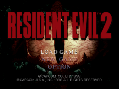 Resident Evil 2 title card for PlayStation 1 (PS1) survival horror video game