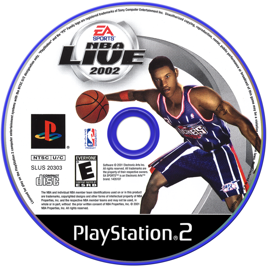 NBA Live 2002 – PlayStation 2 (PS2) basketball sports video game disc