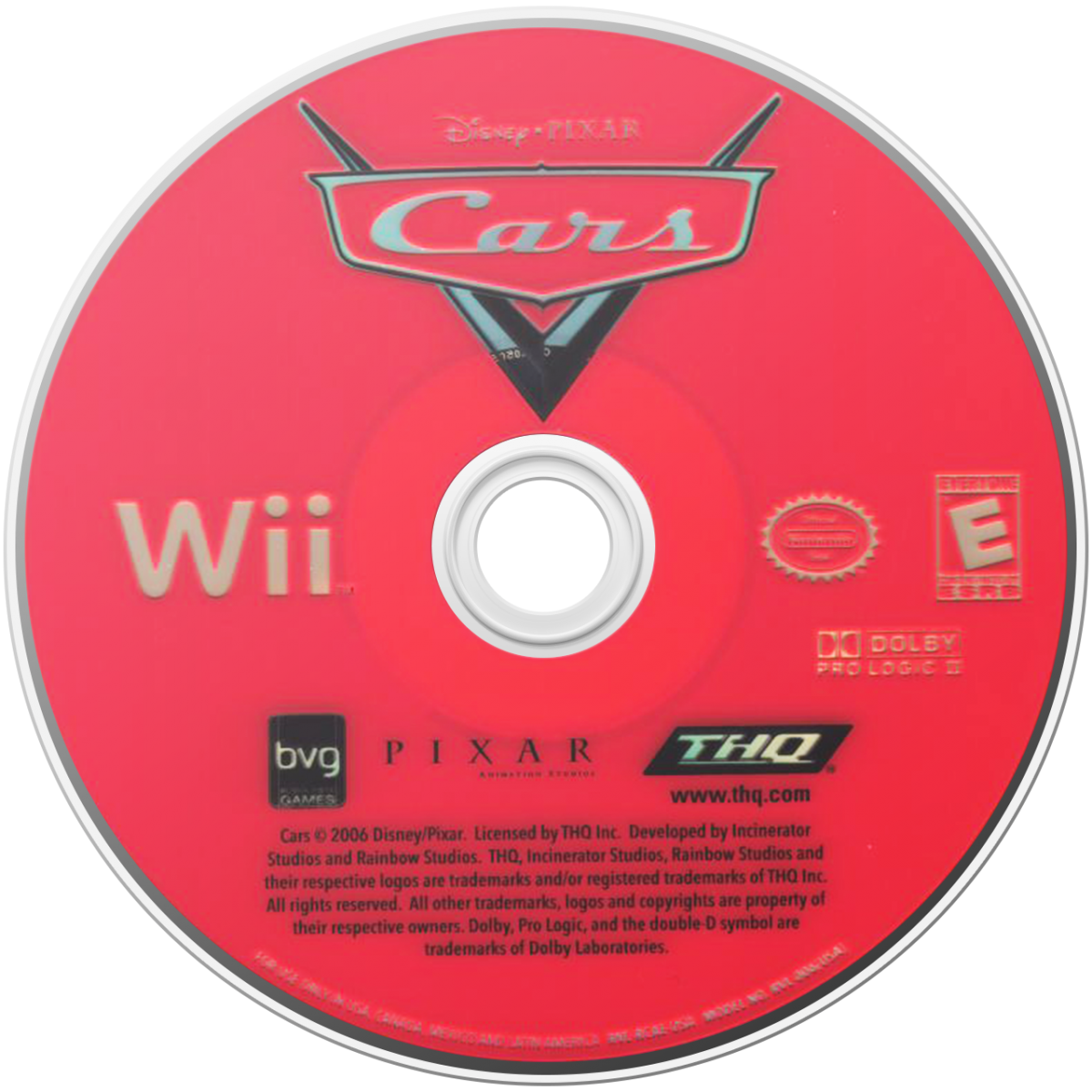 Disney Pixar Cars disc art for Nintendo Wii (Wii) video game