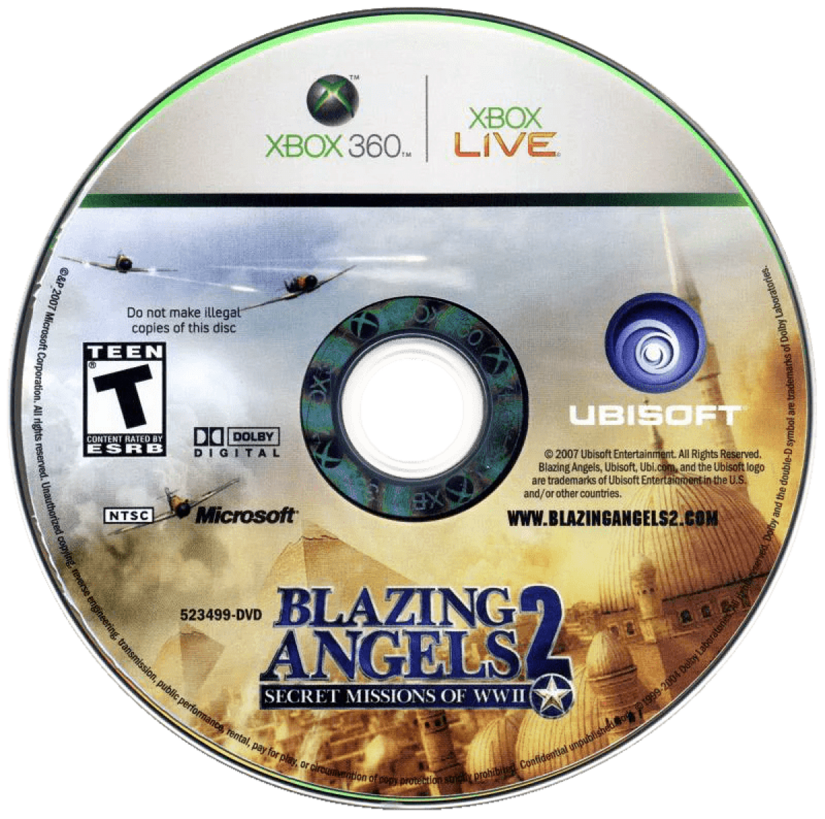 Blazing Angels 2: Secret Missions of WWII disc for Xbox 360 (X360) flight combat video game