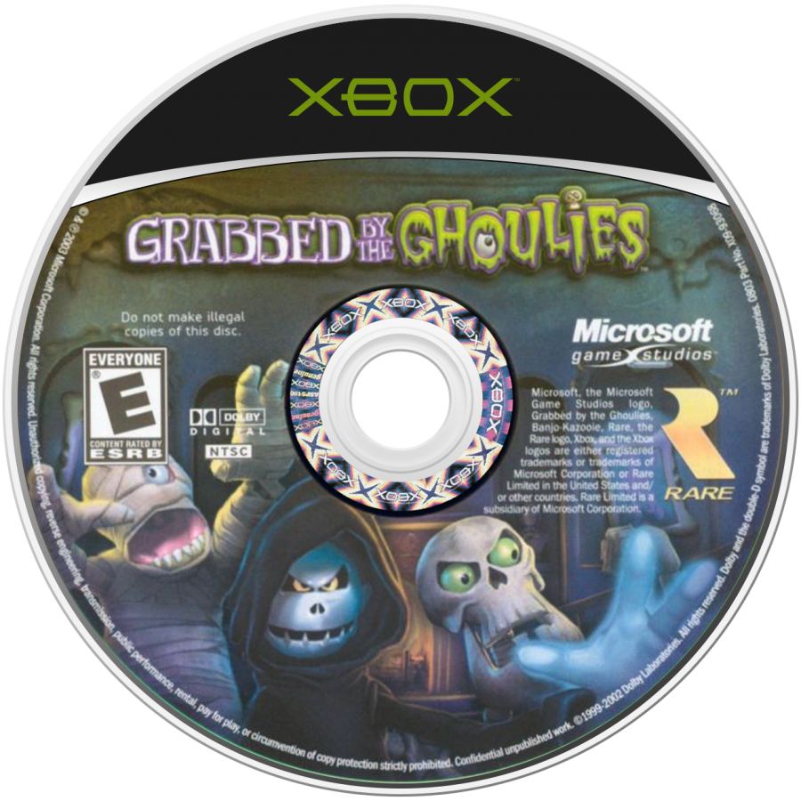 Grabbed by the Ghoulies retro Xbox video game Grabbed by the Ghoulies spooky action adventure beat em up platform style comedy horror game Rare developed console title Xbox release disc
