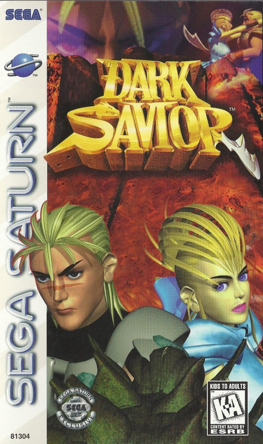 Dark Savior Sega Saturn action RPG isometric adventure game branching storylines fantasy combat puzzle solving platforming Climax Entertainment spiritual successor to Landstalker retro gaming Sega Saturn software video game title cover art
