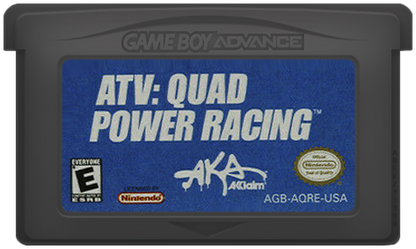 ATV Quad Power Racing for Game Boy Advance, cartridge for an off-road racing video game with quad bike gameplay, track challenges, stunt elements, and fast-paced competition