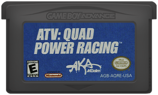 ATV Quad Power Racing for Game Boy Advance, cartridge for an off-road racing video game with quad bike gameplay, track challenges, stunt elements, and fast-paced competition