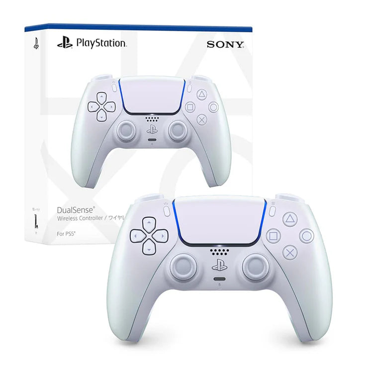 DualSense Wireless Controller Chroma Pearl wireless controller for PlayStation 5 featuring an iridescent pearl finish that shifts pink and cream tones from different angles with haptic feedback adaptive triggers built in microphone USB C charging and ergonomic DualSense design for immersive gaming on PS5 PC and mobile devices