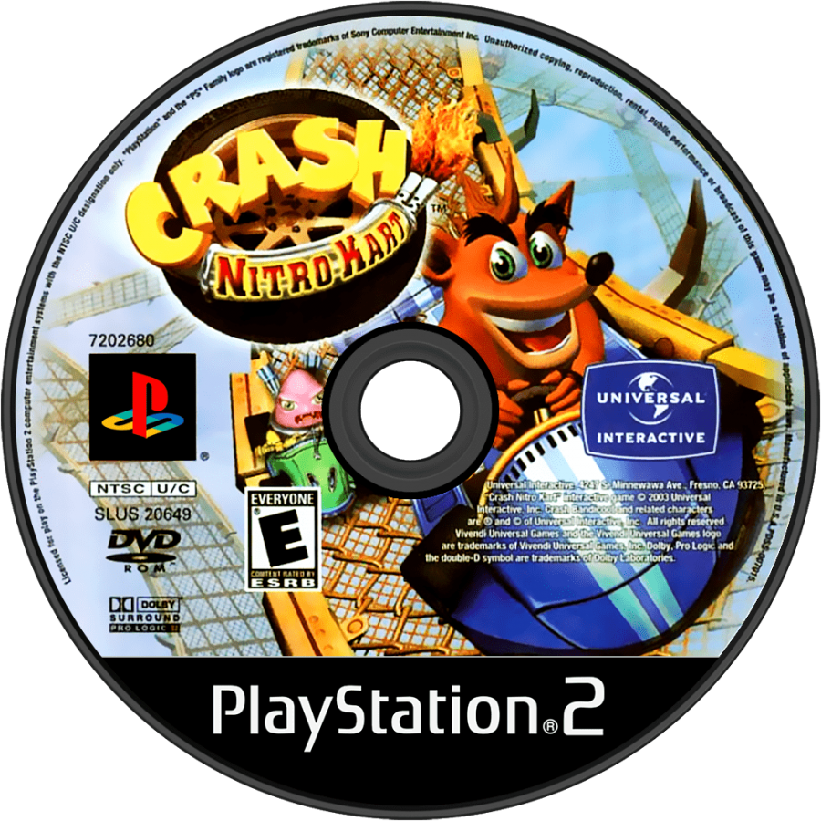 Crash Nitro Kart for PlayStation 2 with kart racing and colorful platform-themed tracks disc