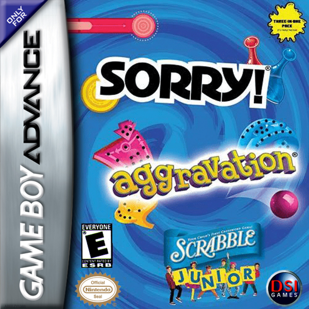 Aggravation / Sorry / Scrabble Jr  – Game Boy Advance (GBA) Front Box Cover Art