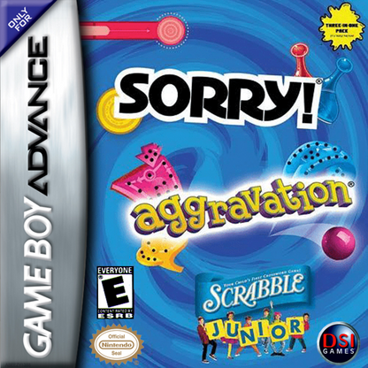 Aggravation / Sorry / Scrabble Jr  – Game Boy Advance (GBA) Front Box Cover Art