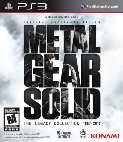 Metal Gear Solid: The Legacy Collection for PlayStation 3 complete stealth action compilation featuring multiple Metal Gear Solid titles tactical espionage gameplay cinematic story missions bonus content collection front cover