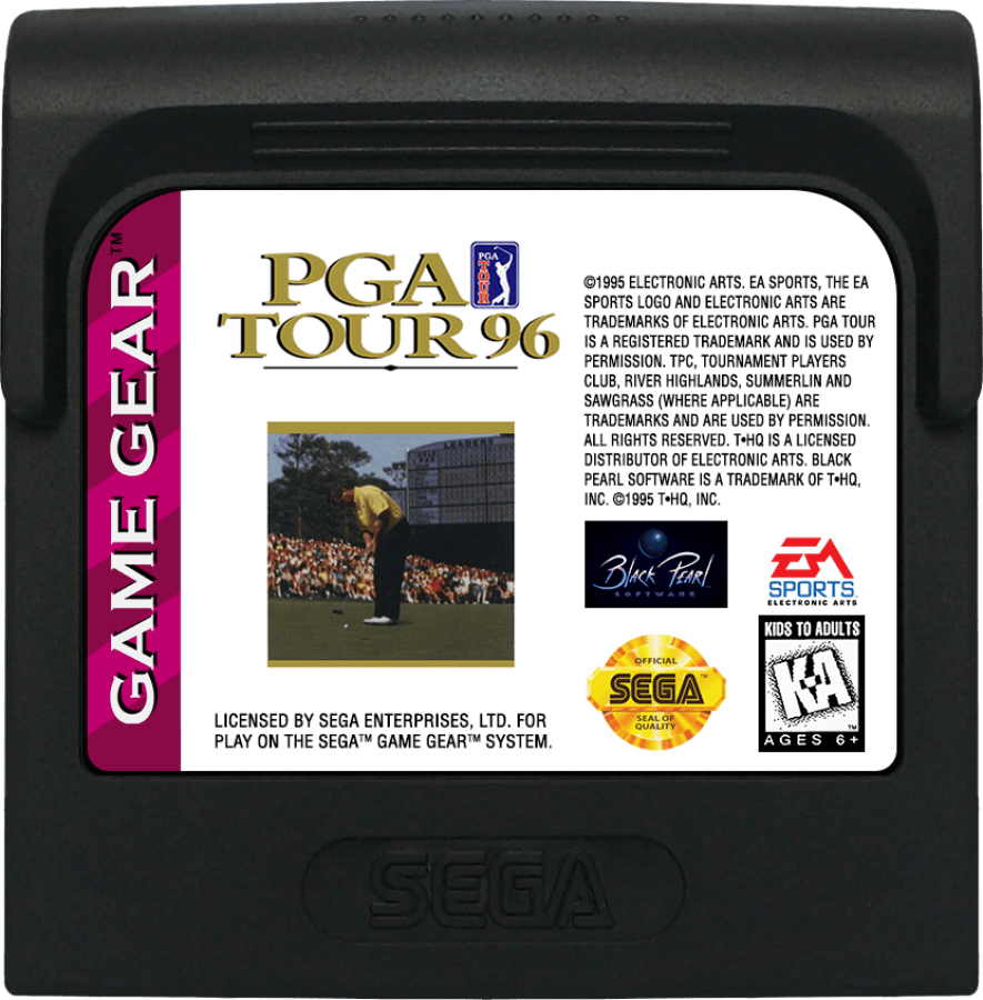 PGA Tour 96 cartridge cover art for SEGA Game Gear golf video game.