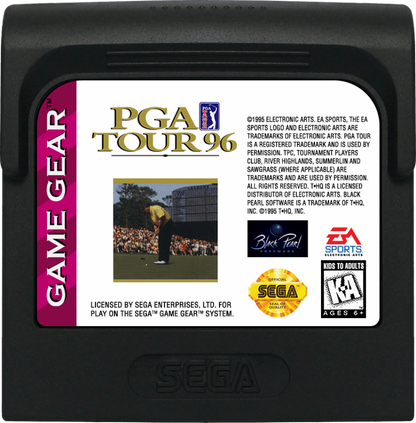 PGA Tour 96 cartridge cover art for SEGA Game Gear golf video game.