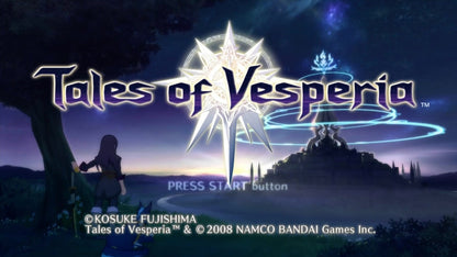 Tales of Vesperia start screen for Xbox 360 (X360) role-playing video game