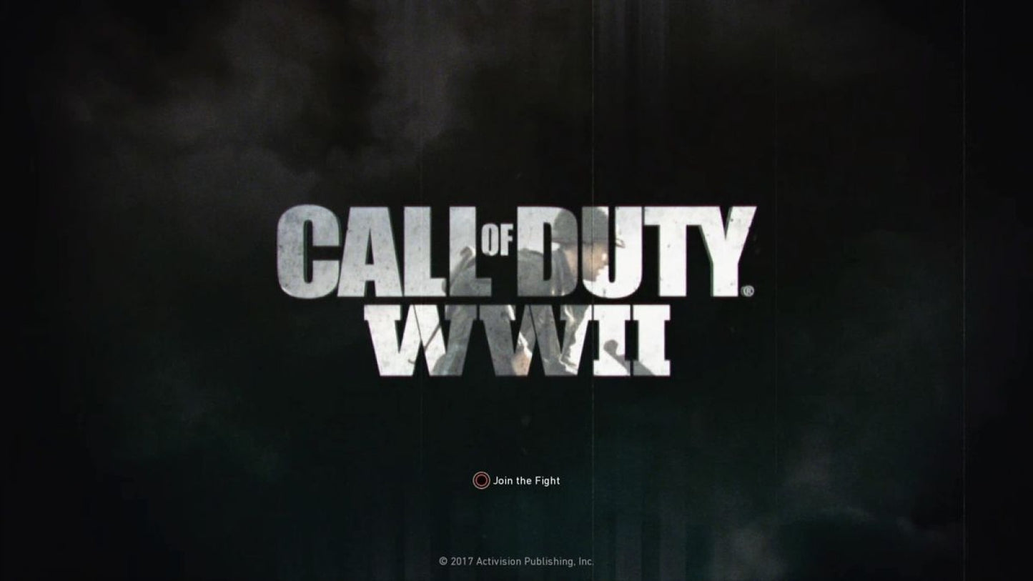 Call of Duty: WWII title page for PlayStation 4 (PS4) first-person shooter video game