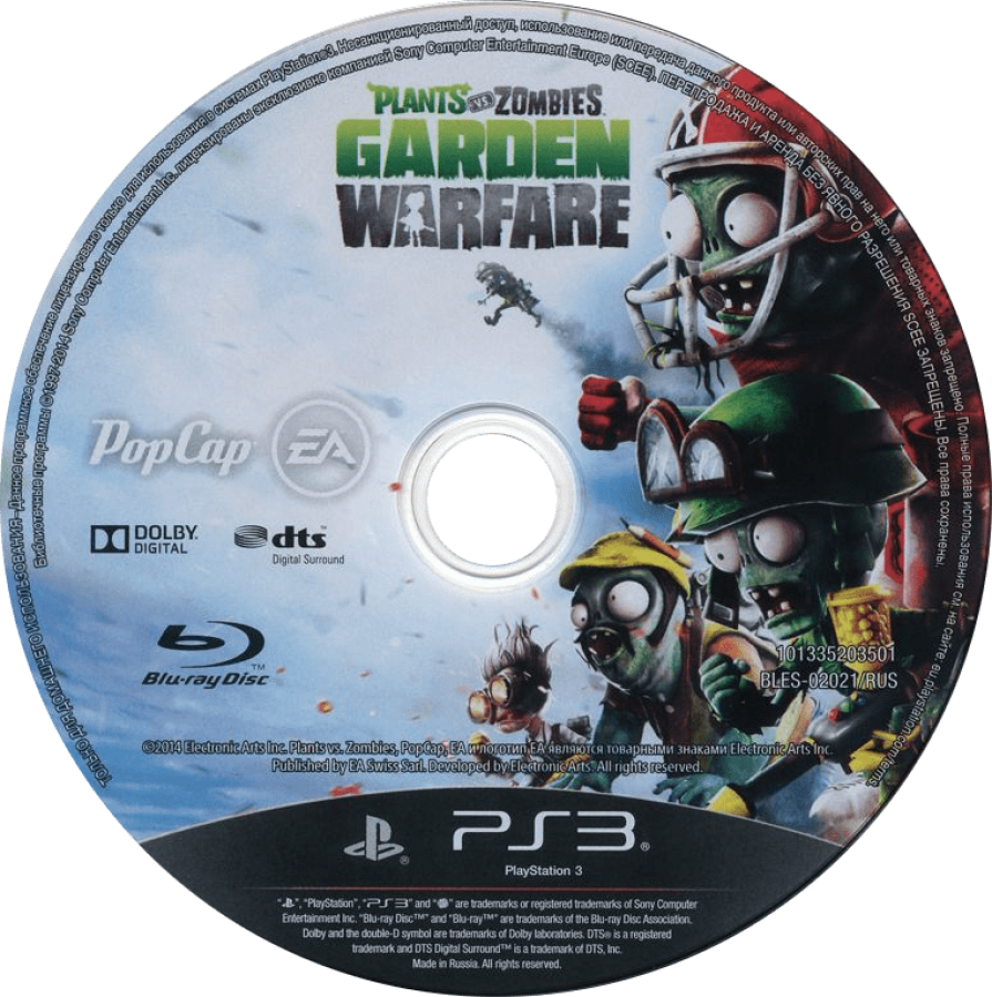 Plants vs Zombies: Garden Warfare disc art for PlayStation 3 (PS3) video game