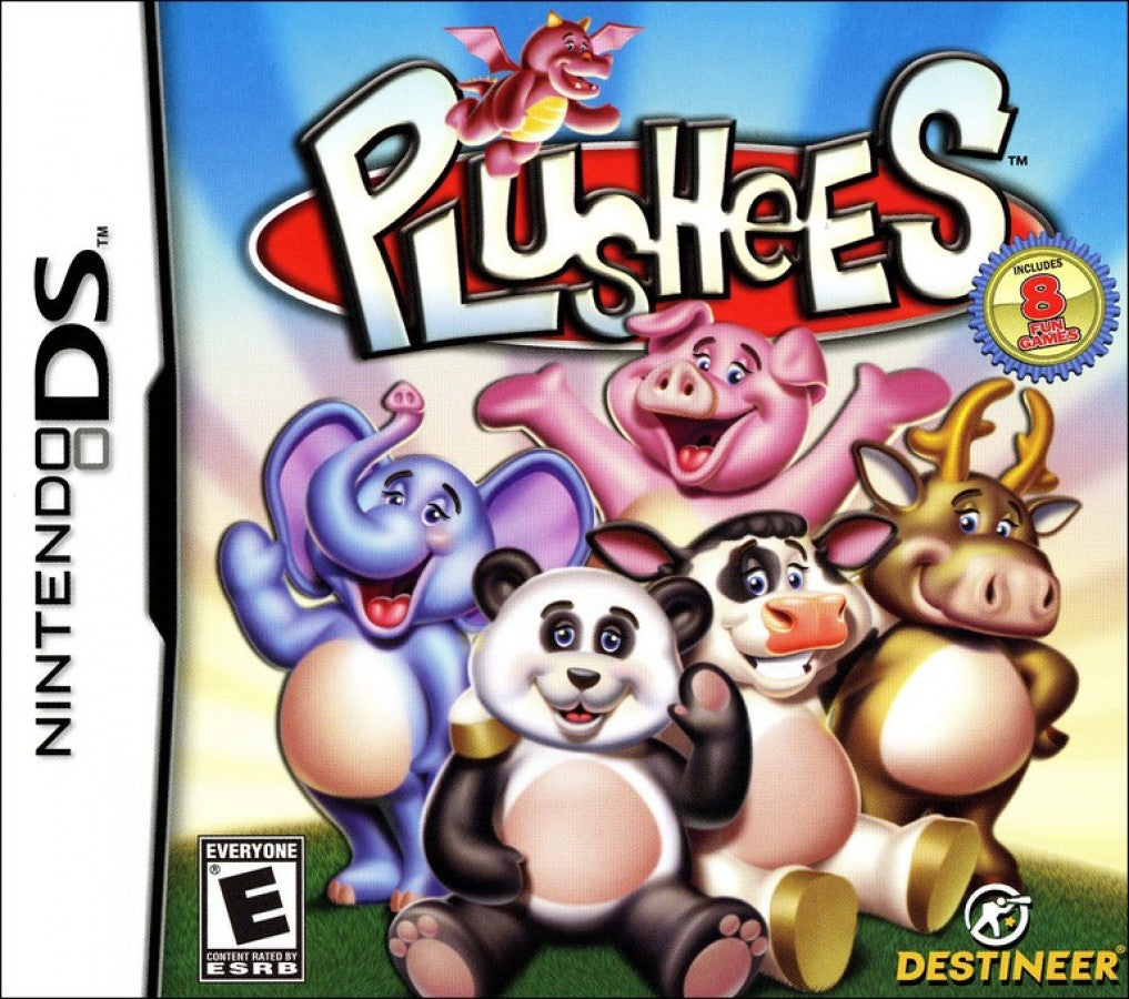 Plushees Nintendo DS video game, virtual plush toy collection and care gameplay, cute casual simulation, handheld console title front cover