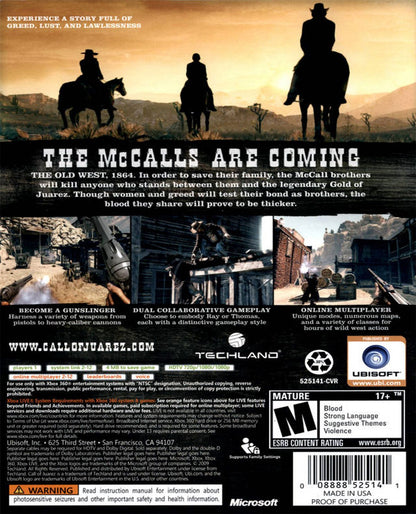 Call of Juarez Bound in Blood Xbox 360 first-person shooter Western action video game with co-op campaign and historical weapons back cover