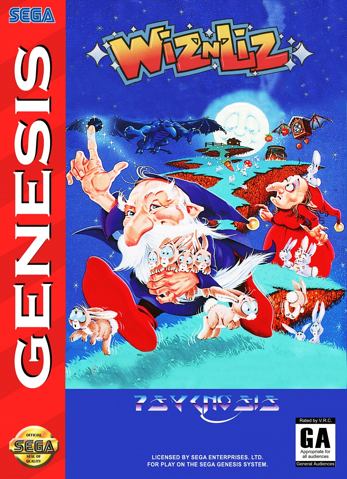 Wiz n Liz Sega Genesis retro video game platformer cover art (1993)
