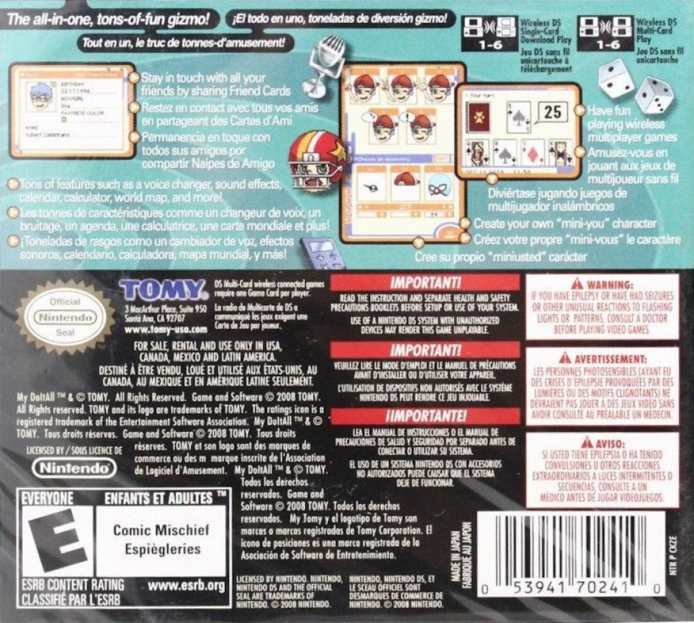 My DoItAll Nintendo DS DS educational and utility software featuring interactive activities practical tools everyday learning functions touchscreen controls and classic Nintendo DS DS functionality collectible gaming appeal back cover art