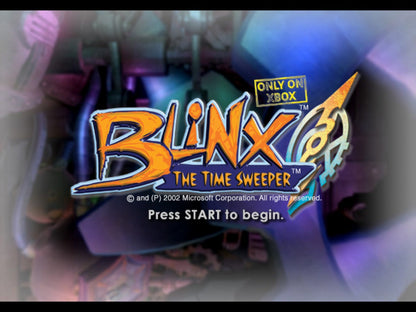 Blinx: The Time Sweeper retro Xbox video game Blinx The Time Sweeper platform action adventure time manipulation gameplay puzzle platformer console title Xbox release title screen