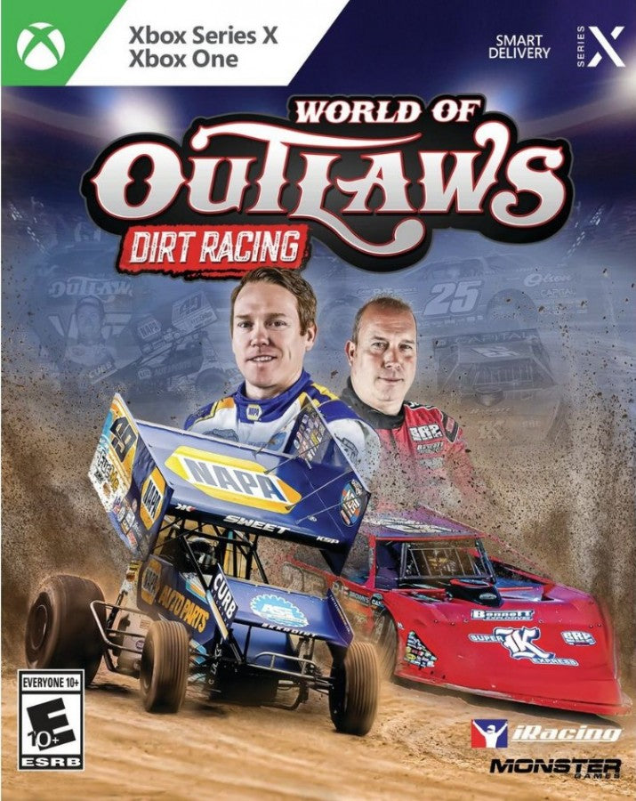 World of Outlaws: Dirt Racing cover art for Xbox Series X (XSX) dirt track racing simulation video game