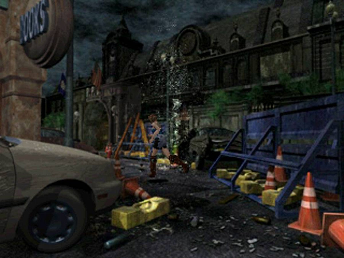 Resident Evil 3 Nemesis PlayStation 1 game featuring classic survival horror gameplay, fixed camera angles, and intense Nemesis encounters in Raccoon City gameplay screenshot