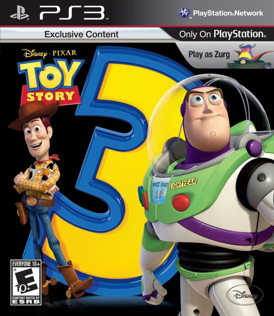 Toy Story 3 The Video Game for PlayStation 3 family action adventure game featuring Woody Buzz Lightyear story mode missions and Toy Box open world gameplay based on the Disney Pixar film front cover 