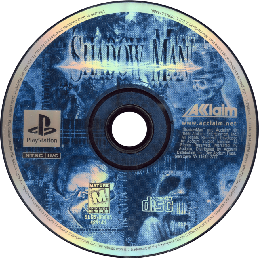Shadow Man PlayStation 1 PS1 for action adventure retro video game fans featuring supernatural horror exploration dark fantasy combat voodoo mythology puzzle solving atmospheric environments undead enemies collectible gaming appeal disc