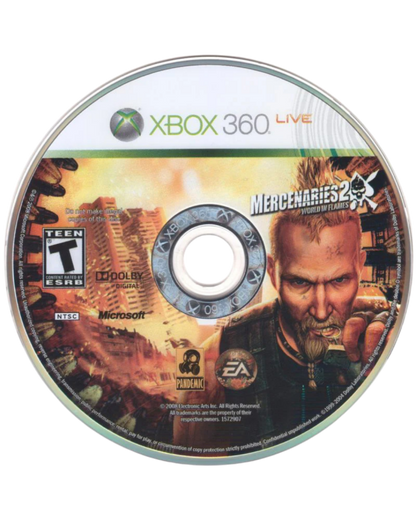 Mercenaries 2 World in Flames Xbox 360 open-world action sandbox video game with explosive gameplay and a dynamic world disc
