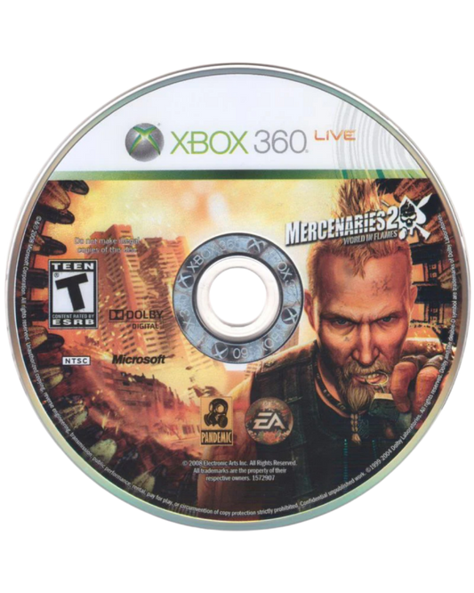 Mercenaries 2 World in Flames Xbox 360 open-world action sandbox video game with explosive gameplay and a dynamic world disc