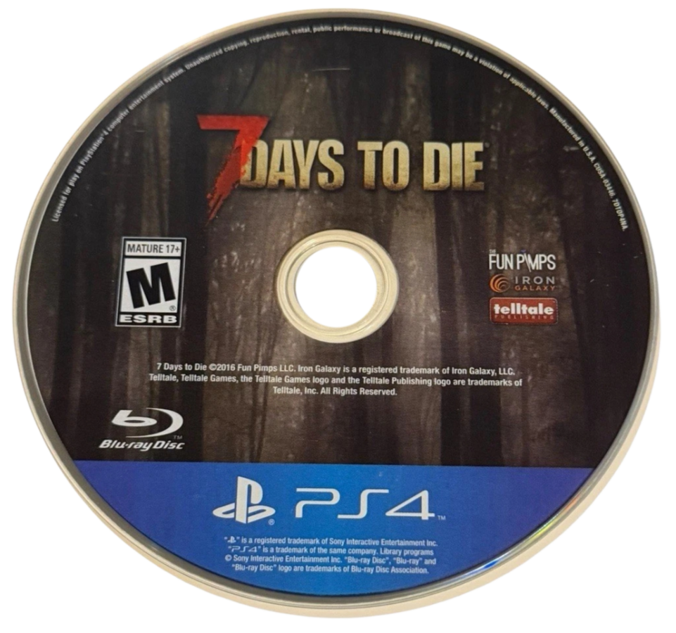 7 Days to Die disc for PlayStation 4 (PS4) zombie survival crafting game