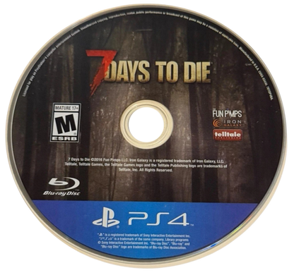 7 Days to Die disc for PlayStation 4 (PS4) zombie survival crafting game
