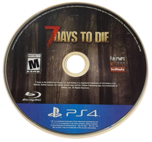 7 Days to Die disc for PlayStation 4 (PS4) zombie survival crafting game