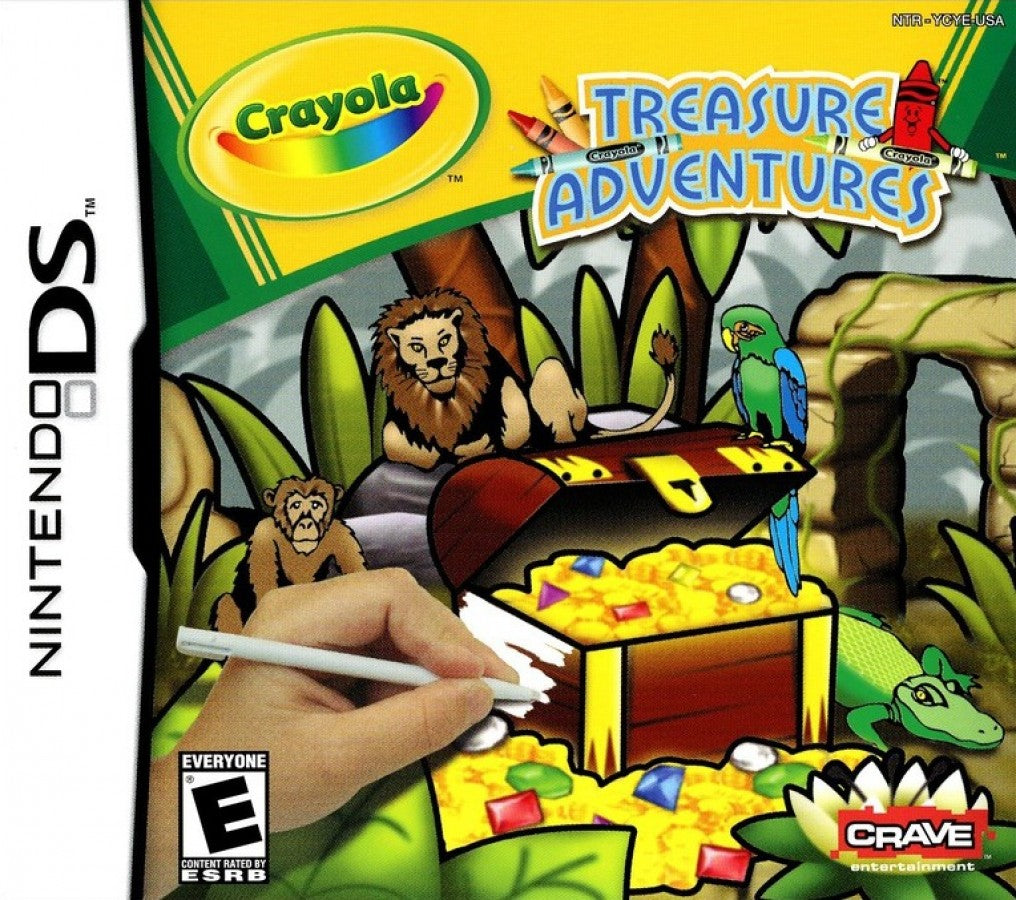 Crayola Treasure Adventures Nintendo DS for family adventure video game fans featuring creative exploration colorful environments treasure hunting mini games motion controls kid friendly gameplay puzzle solving imaginative challenges and collectible gaming appeal front cover art