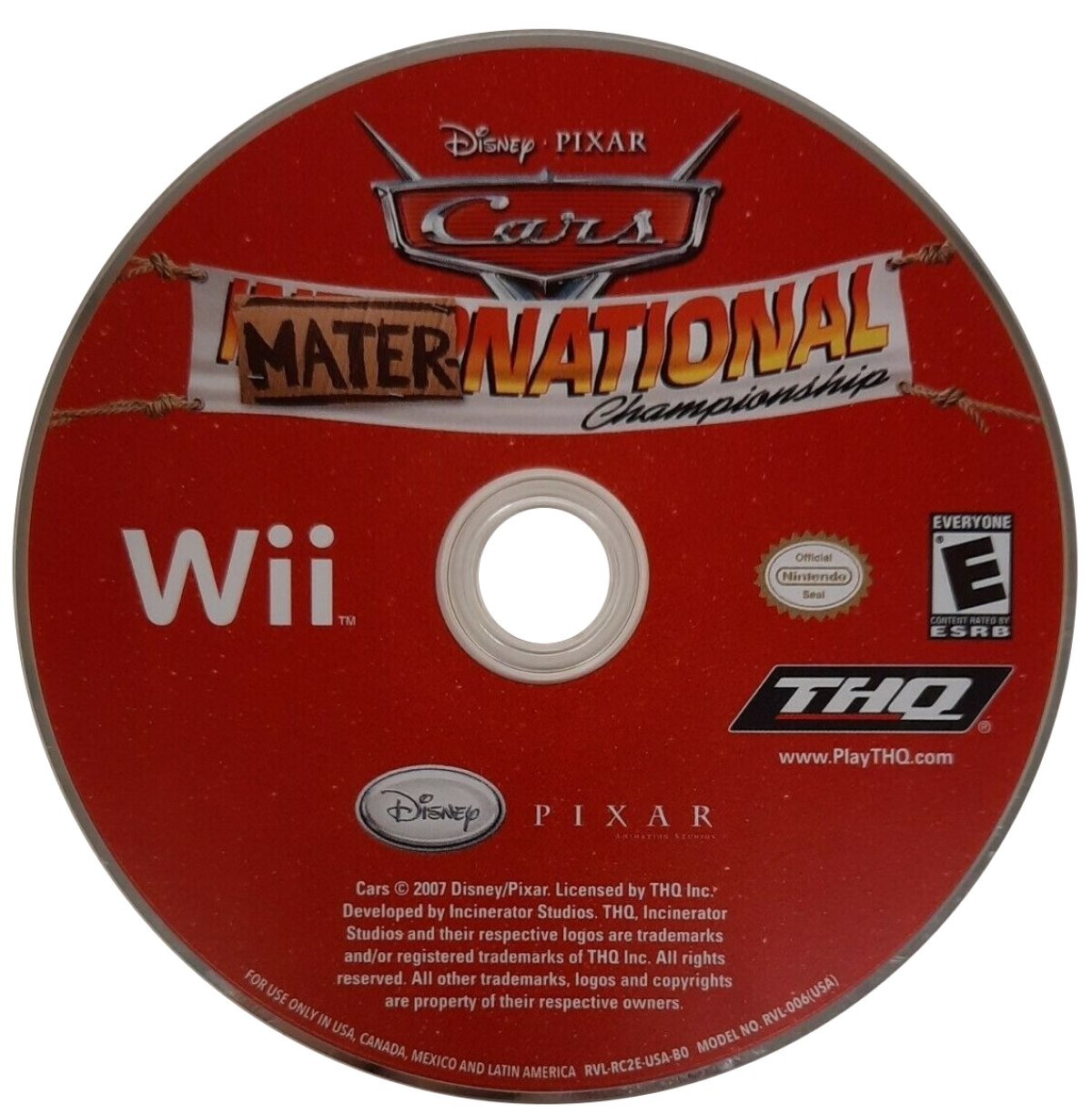 Disney Pixar Cars Mater-National Championship disc cover art for Nintendo Wii (Wii) video game