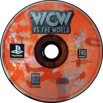 WCW vs the World disccover art for PlayStation 1 (PS1) wrestling video game.