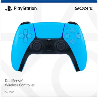 PlayStation 5 DualSense Wireless Controller New Starlight Blue official accessory immersive gaming haptic feedback adaptive triggers built-in microphone create button in box