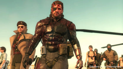 Retro Metal Gear Solid V The Phantom Pain PS4 inspired design featuring tactical stealth action aesthetic open world military infiltration cinematic espionage gameplay futuristic warfare Diamond Dogs mercenary operations Hideo Kojima masterpiece nostalgic stealth adventure presentation gameplay