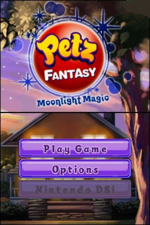 Petz: Fantasy: Moonlight Magic start menu for Nintendo DS (DS) fantasy pet simulation video game