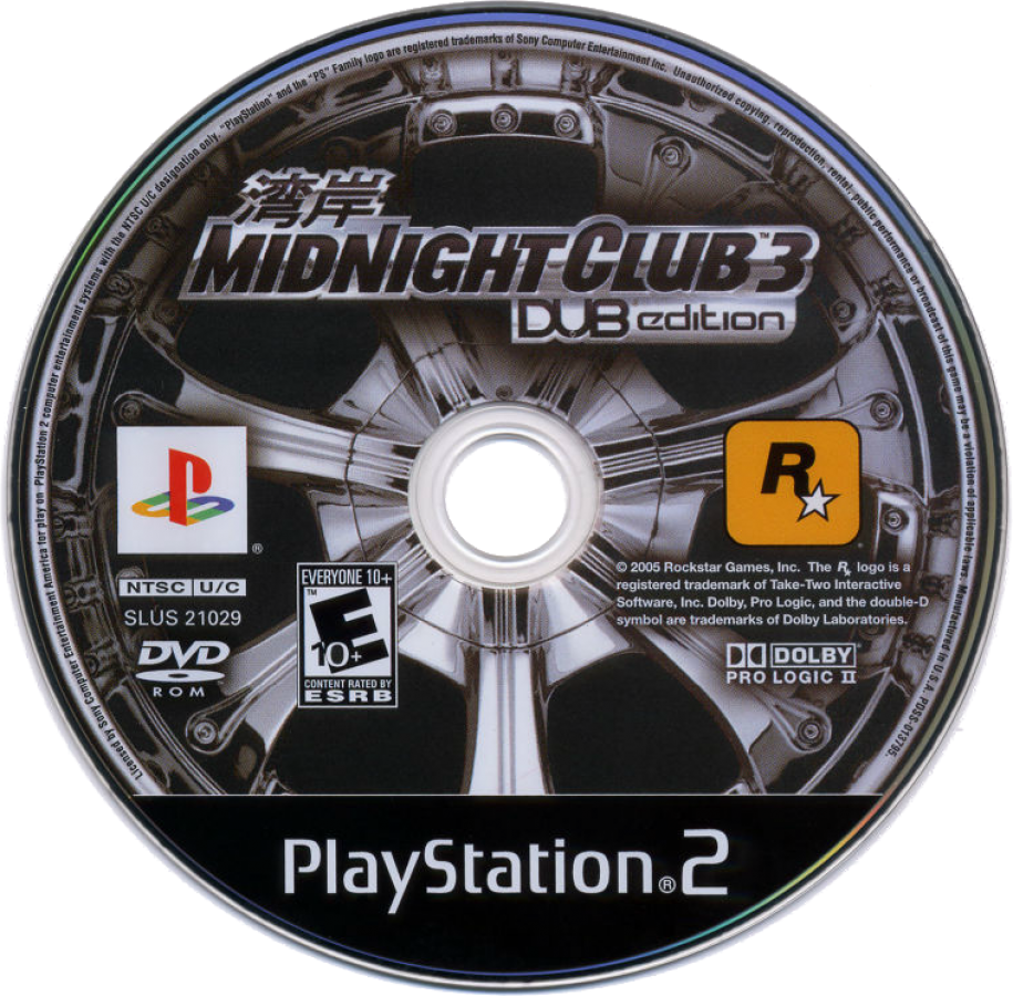 Midnight Club 3 DUB Edition PS2 Sony PlayStation 2 street racing game open world driving Rockstar Games customizable cars SUVs motorcycles urban racing high speed arcade racing multiplayer racing PlayStation 2 software video game title disc