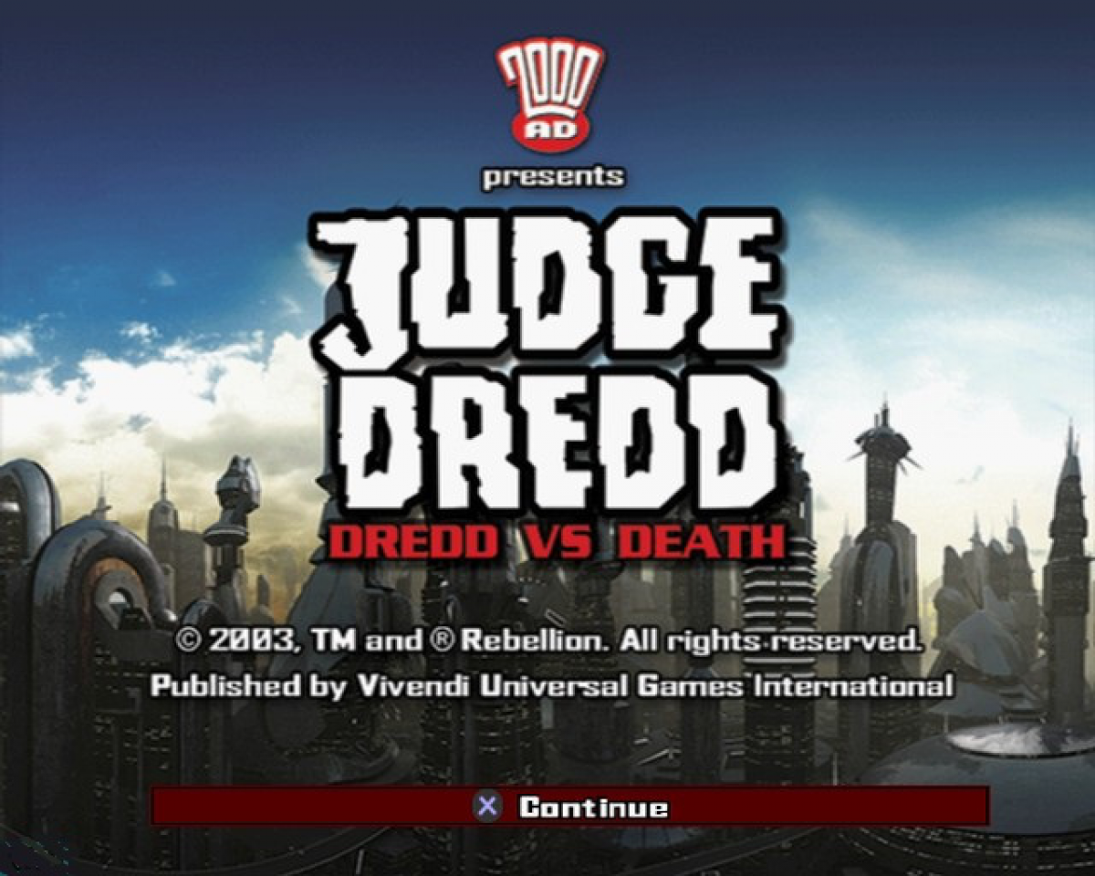 Judge Dredd Dredd vs Death PlayStation 2 retro video game first person shooter title screen (2005)