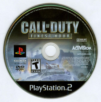 Call of Duty Finest Hour PS2 Sony PlayStation 2 video game WWII World War 2 first person shooter FPS military combat tactical shooter Activision retro classic gaming PlayStation 2 software game title disc