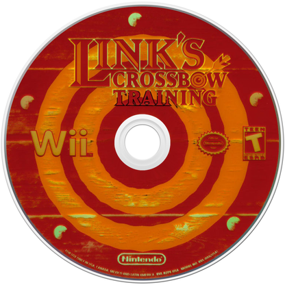 Link's Crossbow Training Nintendo Wii first-person shooter light gun game using the Wii Remote and Nunchuk based on The Legend of Zelda Twilight Princess with multiple stages and targets disc