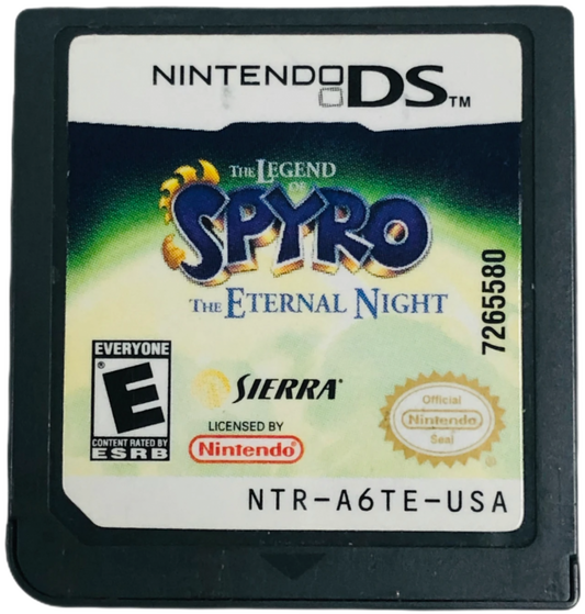 The Legend of Spyro The Eternal Night Nintendo DS inspired design featuring fantasy dragon adventure aesthetic magical powers epic battles mystical realms platform action gameplay heroic quest immersive handheld gaming presentation cartridge